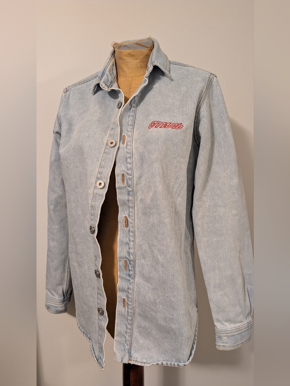 Heron Preston Light Blue Jean Jacket Button Up Size XS